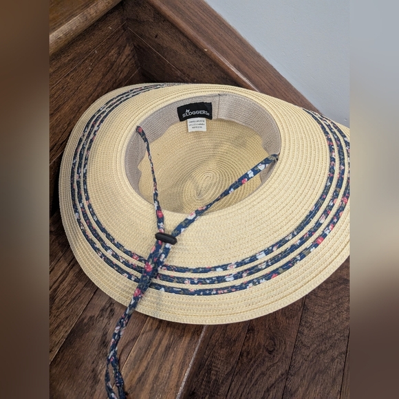 Sloggers Braided Sun Hat With Floral Trim & Lanyard Sz M 22 1/2" - Picture 11 of 12